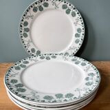 Set of 6 flat plates XIXth, Boch Frères Keramis, Trifolium model