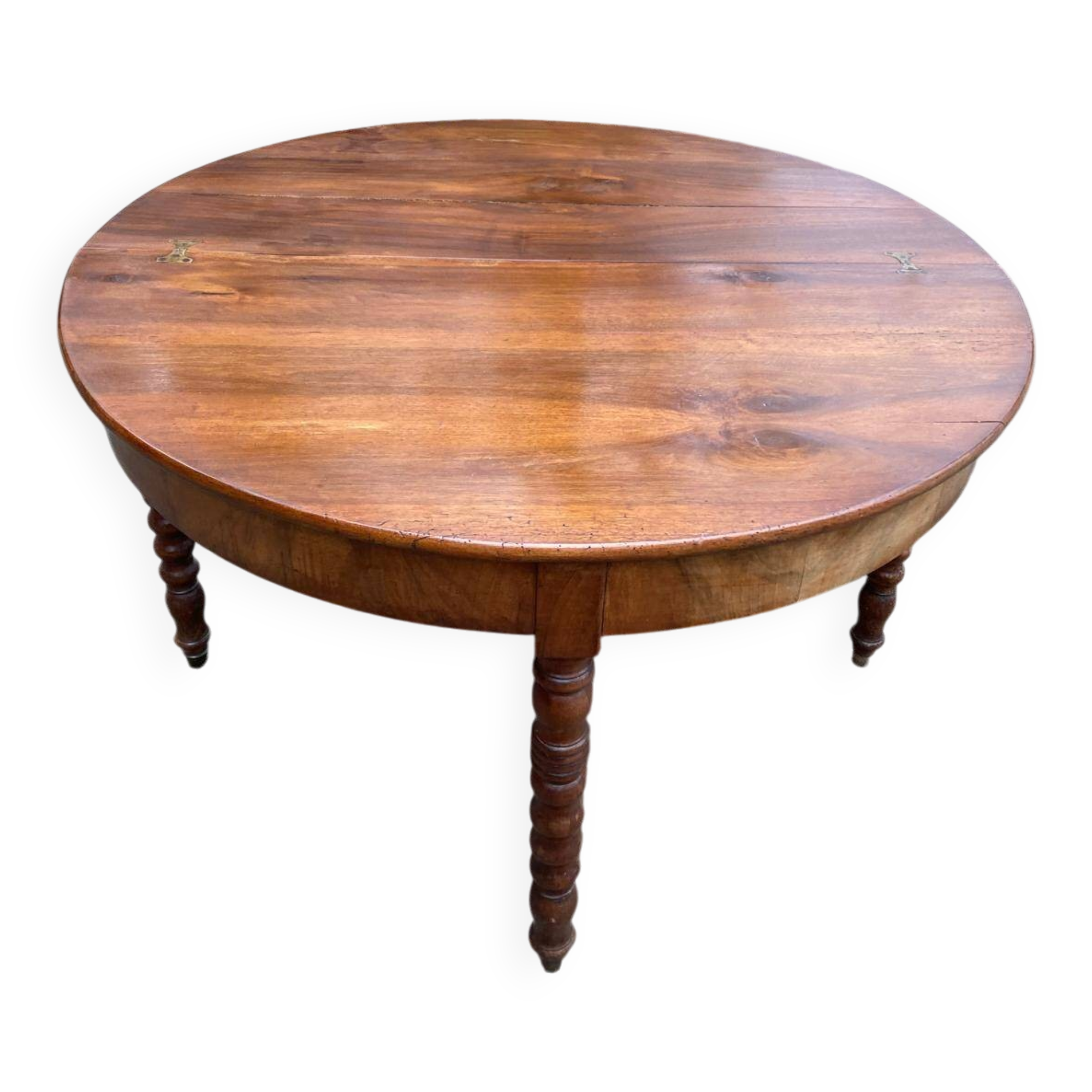 Round extendable dining table with drop leaf, 19th century console table