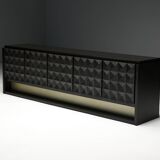 Brutalist Sideboard by De Coene in Stained Oak, Belgium, 1970s