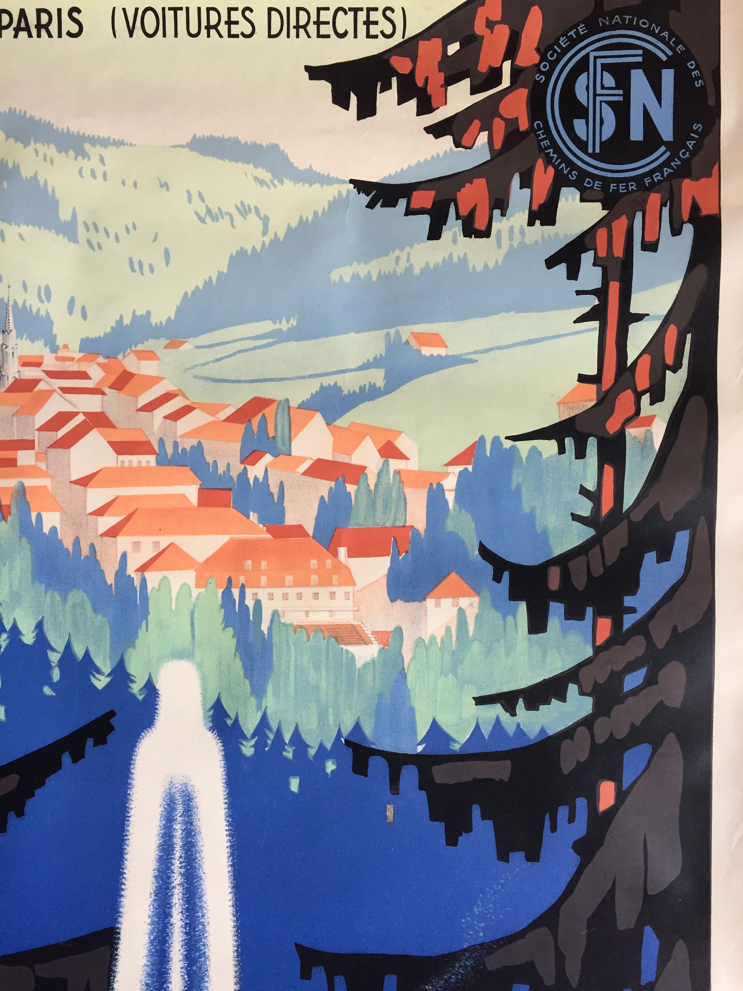 Old tourism poster Plombières-les-Bains Vosges 1939