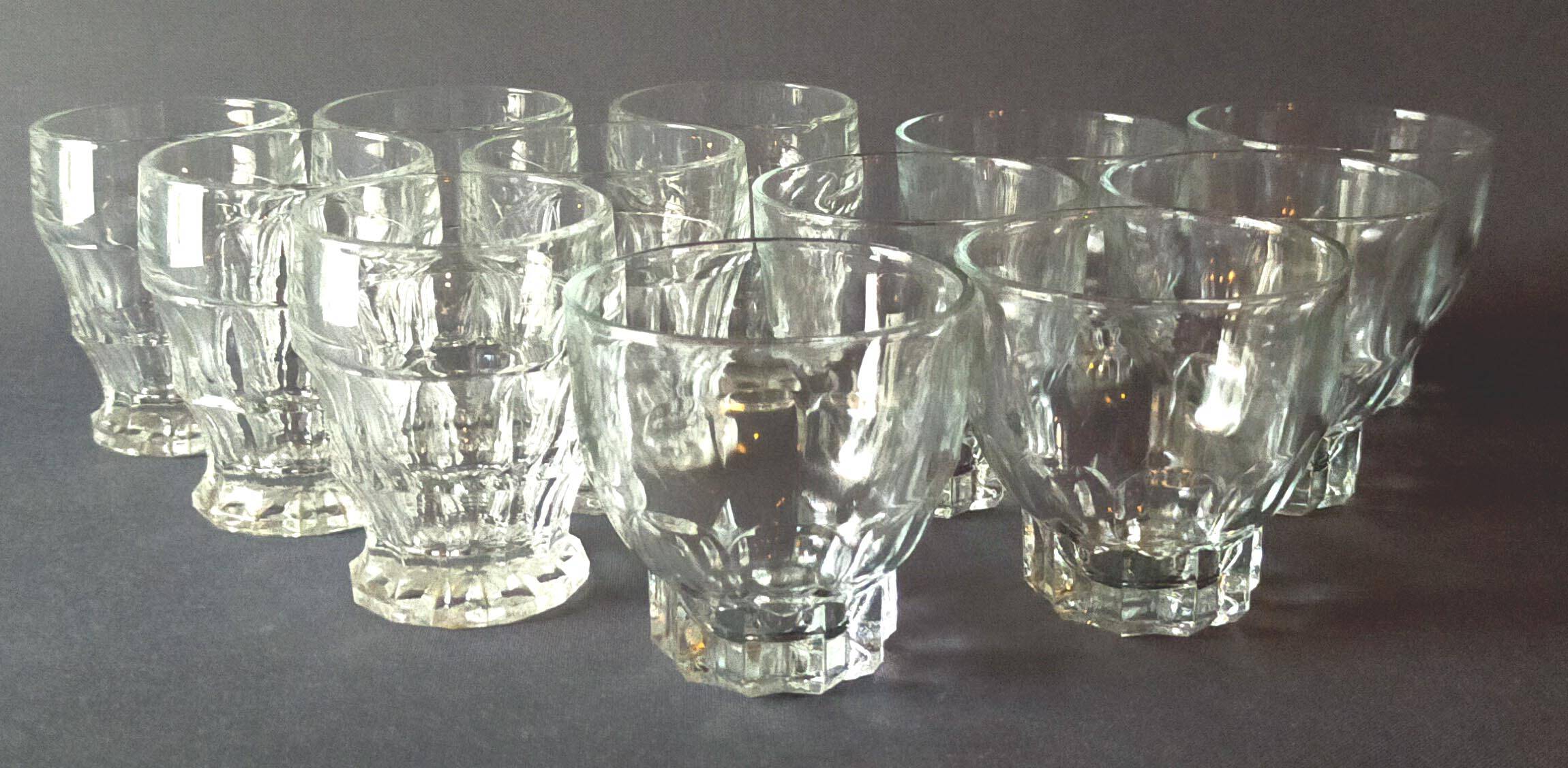 12 vintage white glasses