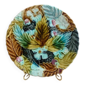Antique majolica plate – Relief decoration of strawberries and foliage