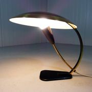 Lampe de bureau rare en laiton et verre des années 1950