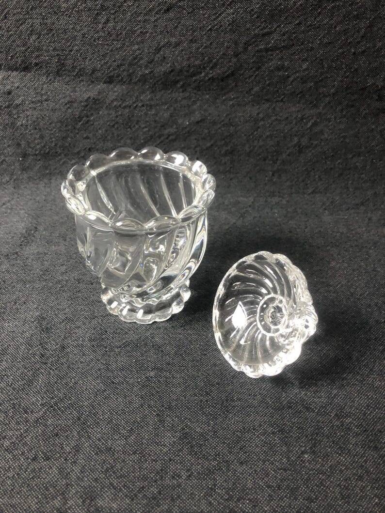 1980s Baccarat Crystal Jam Jar/Mustard Jar/Honey Jar With Lid, Model Bamboo
