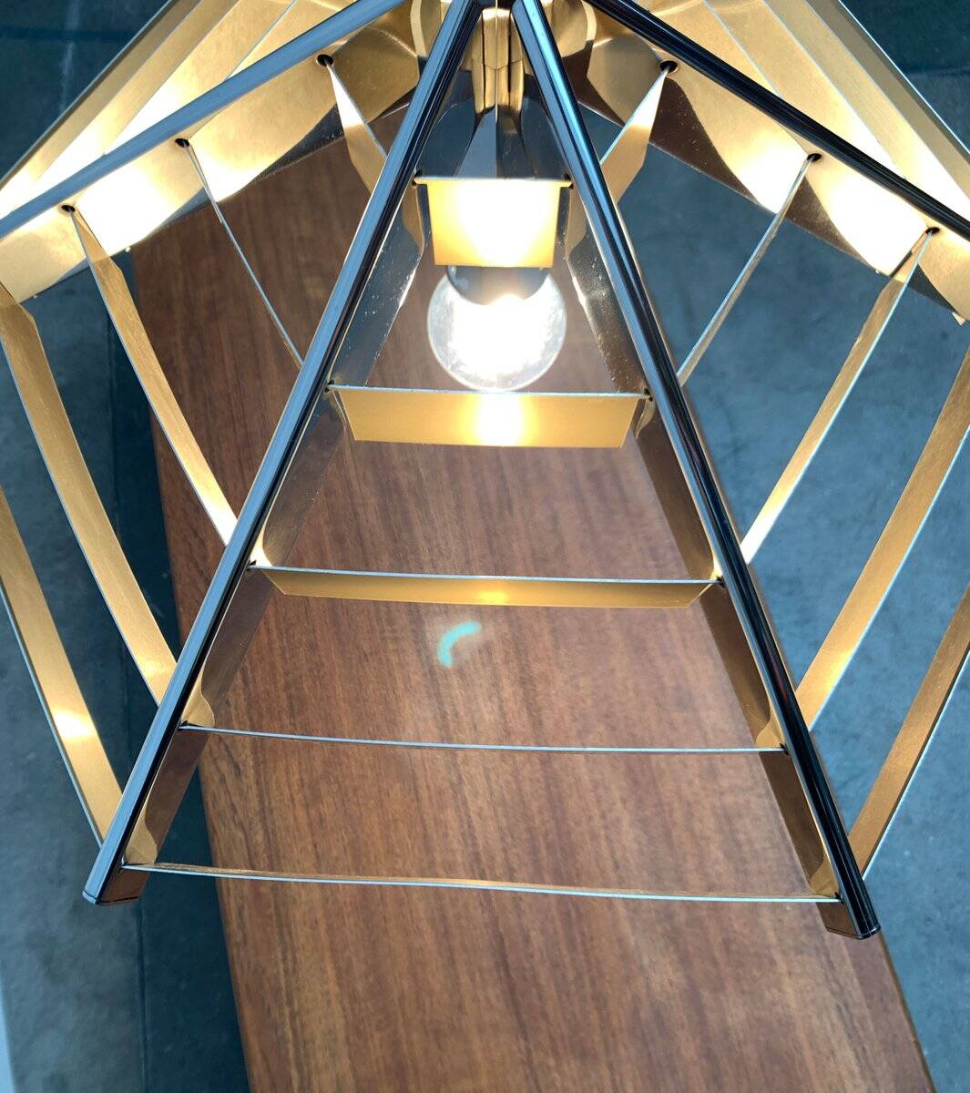Geometric postmodern vintage pendant lamp, 1980s.