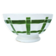 Large earthenware bowl with vintage green geometric decor
