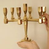 Swedish vintage brass seven arm candelabra by Gusum