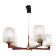 Lustre scandinave à 5 branches, teck et verre, 1950