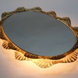 large back lit wall MIRROR acrylic frame ice glass decor 1960s 1970s