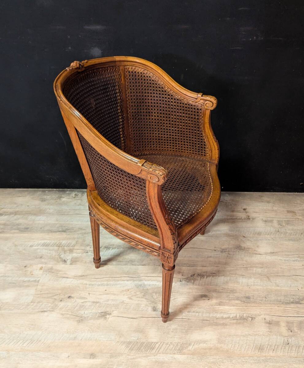 Louis XVI style office chair, fully caned