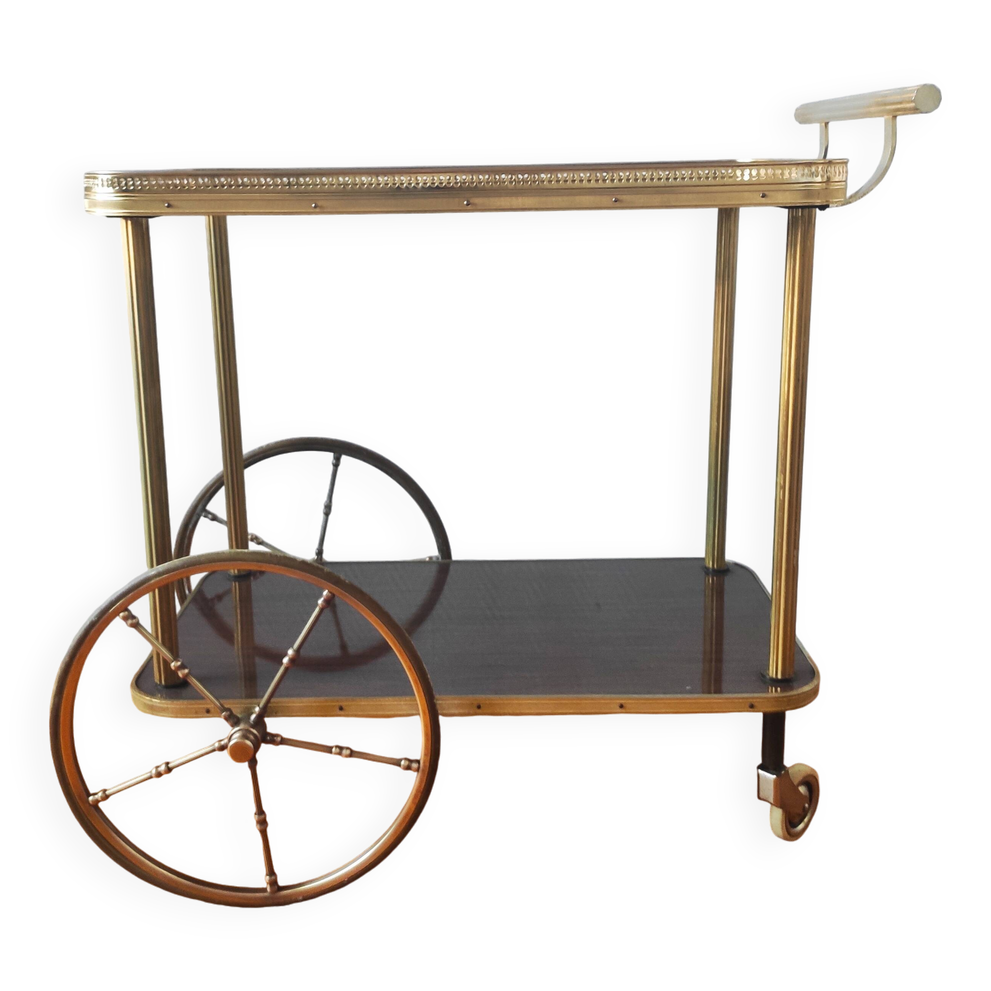 Vintage bar cart rolling serving trolley