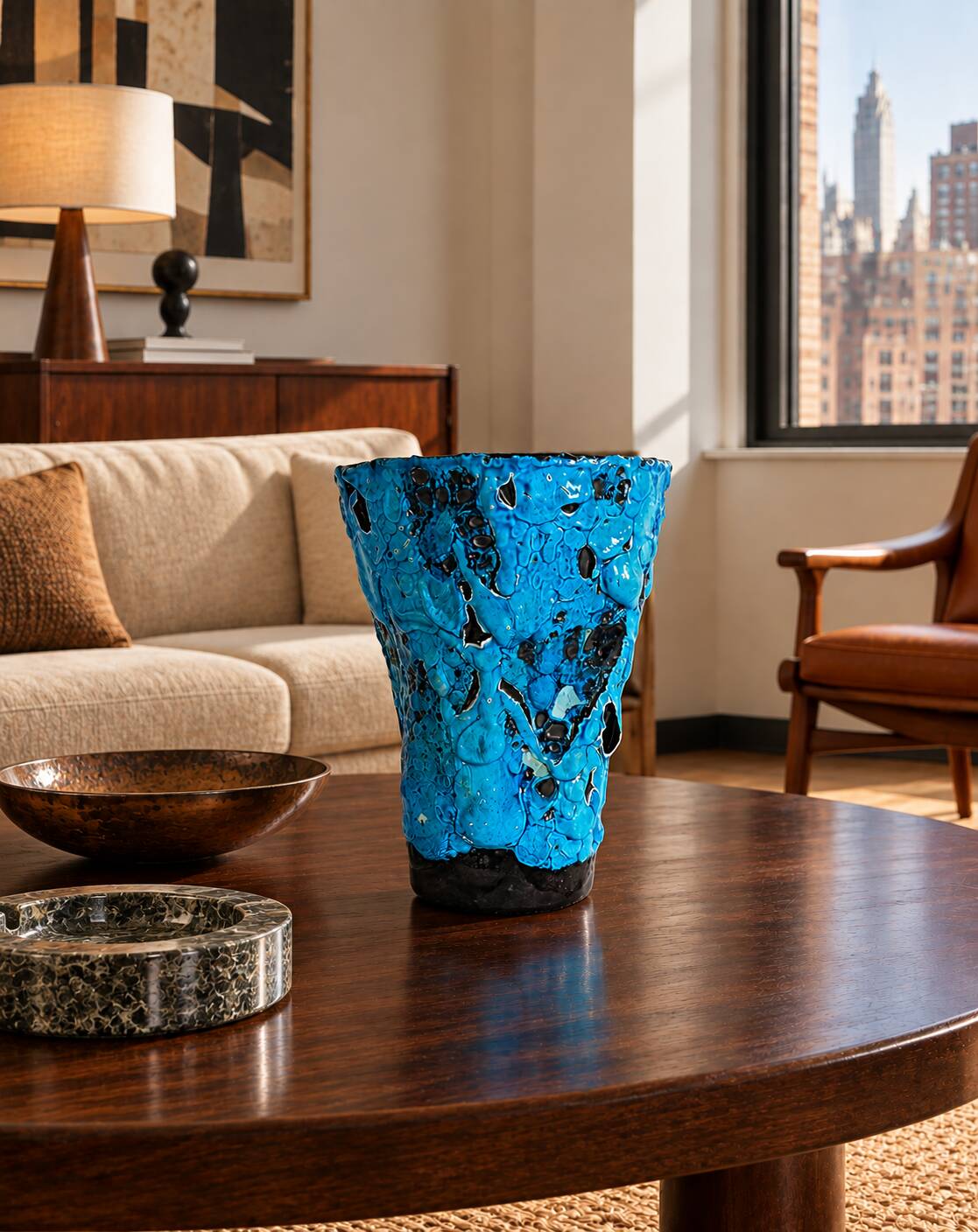Charles Cart The Cyclops Blue Ceramic Vase, France, 1960s