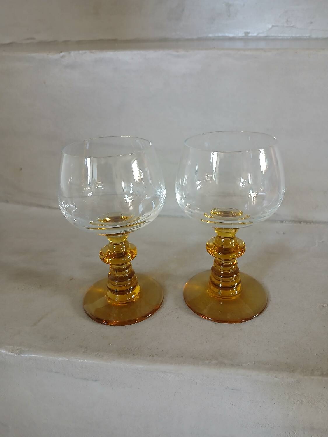 2 antique wine glasses
