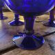 Vintage 70s-80s Stemmed Bowls in Cobalt Blue Glass
