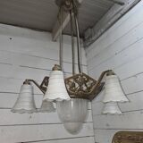 1930s Art Deco bronze chandelier