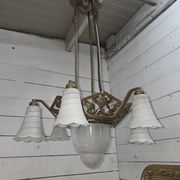 1930s Art Deco bronze chandelier