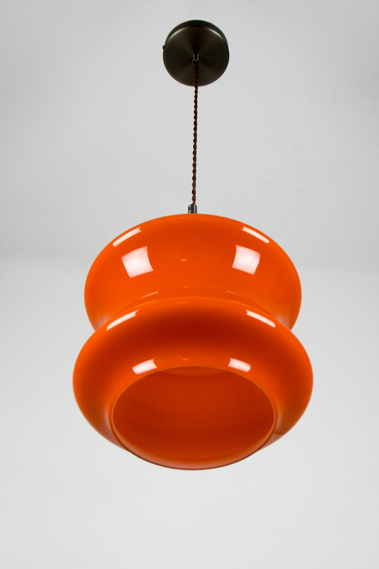 Mid-century orange glass pendant lamp
