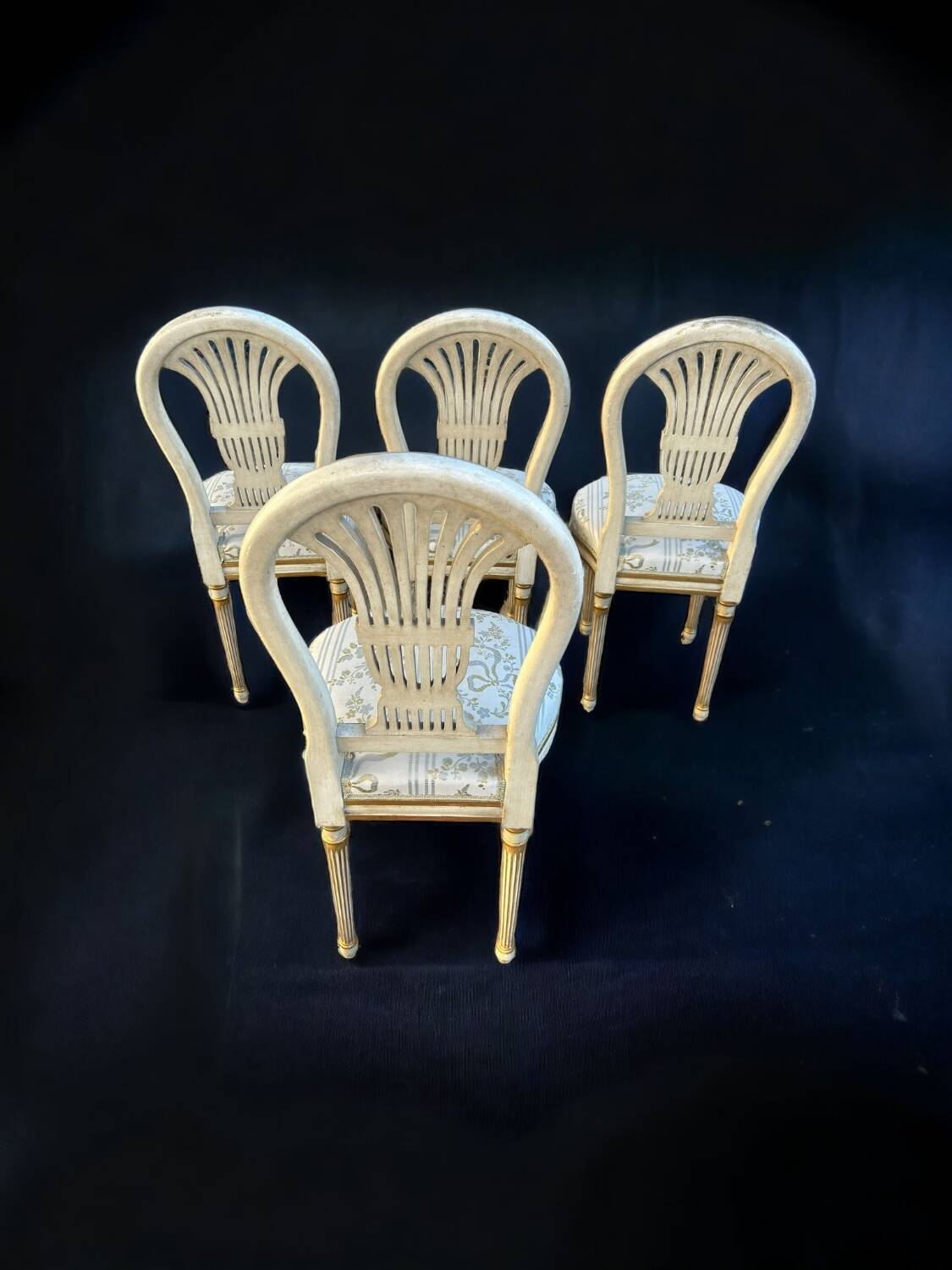 Suite Of Four Louis XVI Style Hot Air Balloon Chairs - Lacquered And Gilded Wood