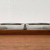 Plateau danois en teck du milieu du siècle avec verres de Lüthje Wood, lot de 3