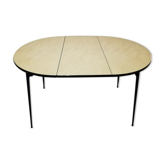 Wood-colored formica dining table