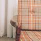 Scandinavian armchair in natural wool, orange, checked, 1965, Z. Baczyk