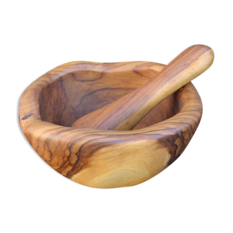 Rustic olive wood mortar