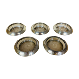 5 silver metal coasters Frank Whiting & Co