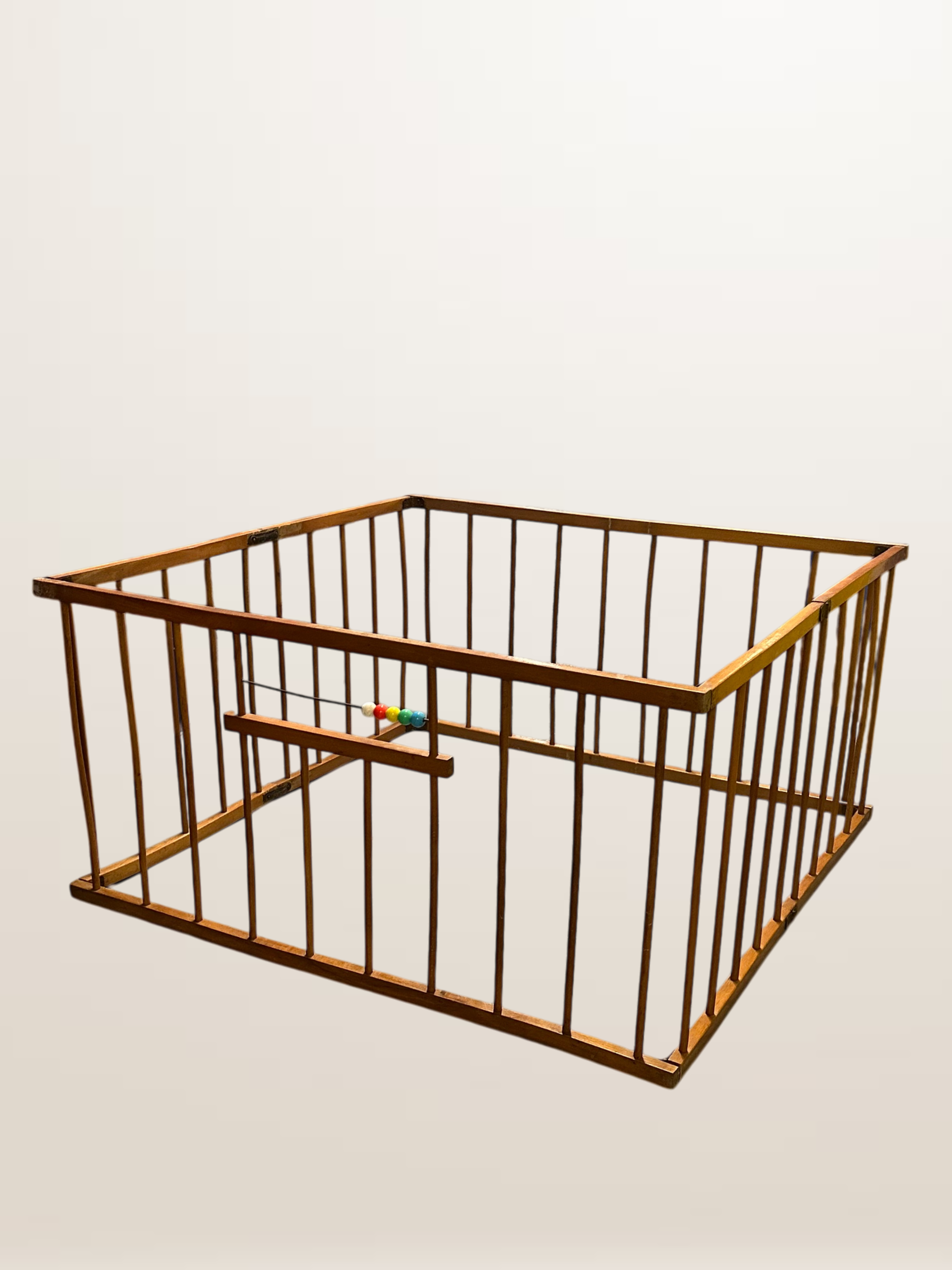 Vintage folding wooden children's playpen, 1950.