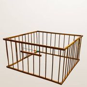 Ancien parc pour enfant pliant en bois, 1950