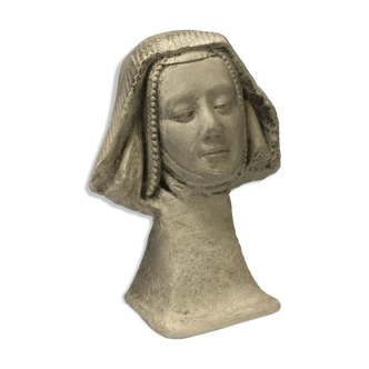 Former sculpture plaster bust of woman with headdress