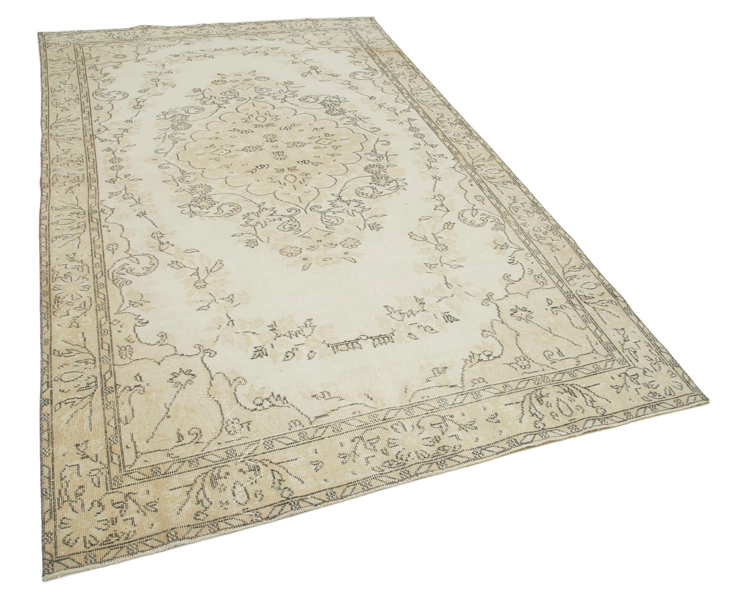 Handwoven anatolian beige carpet 174 cm x 294 cm