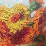 Painting "flower vase" circa 1950 HSP signed (to be deciphered) with frame