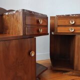 Pair of Art Deco 1930 walnut bedside tables