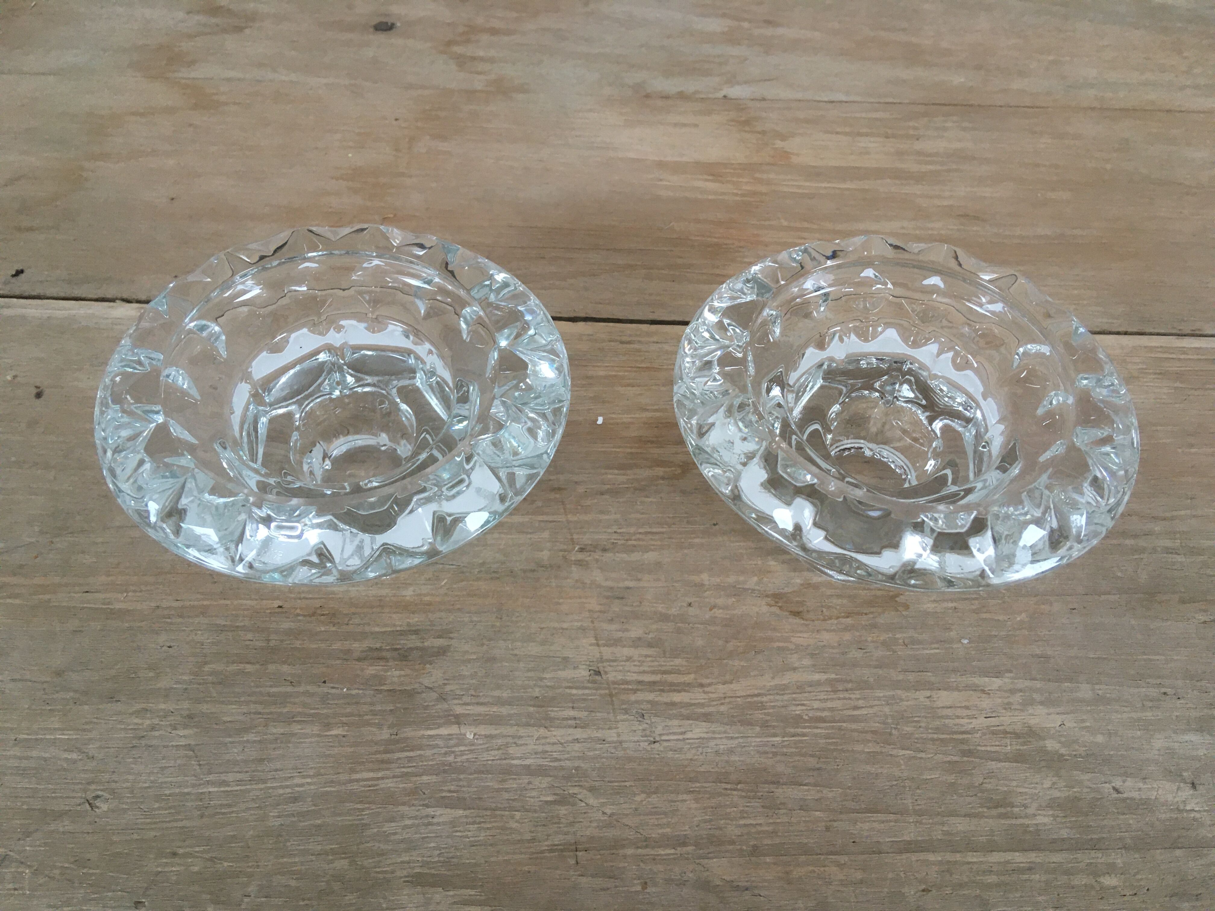 Pair of vintage glass candle holders