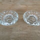 Pair of vintage glass candle holders