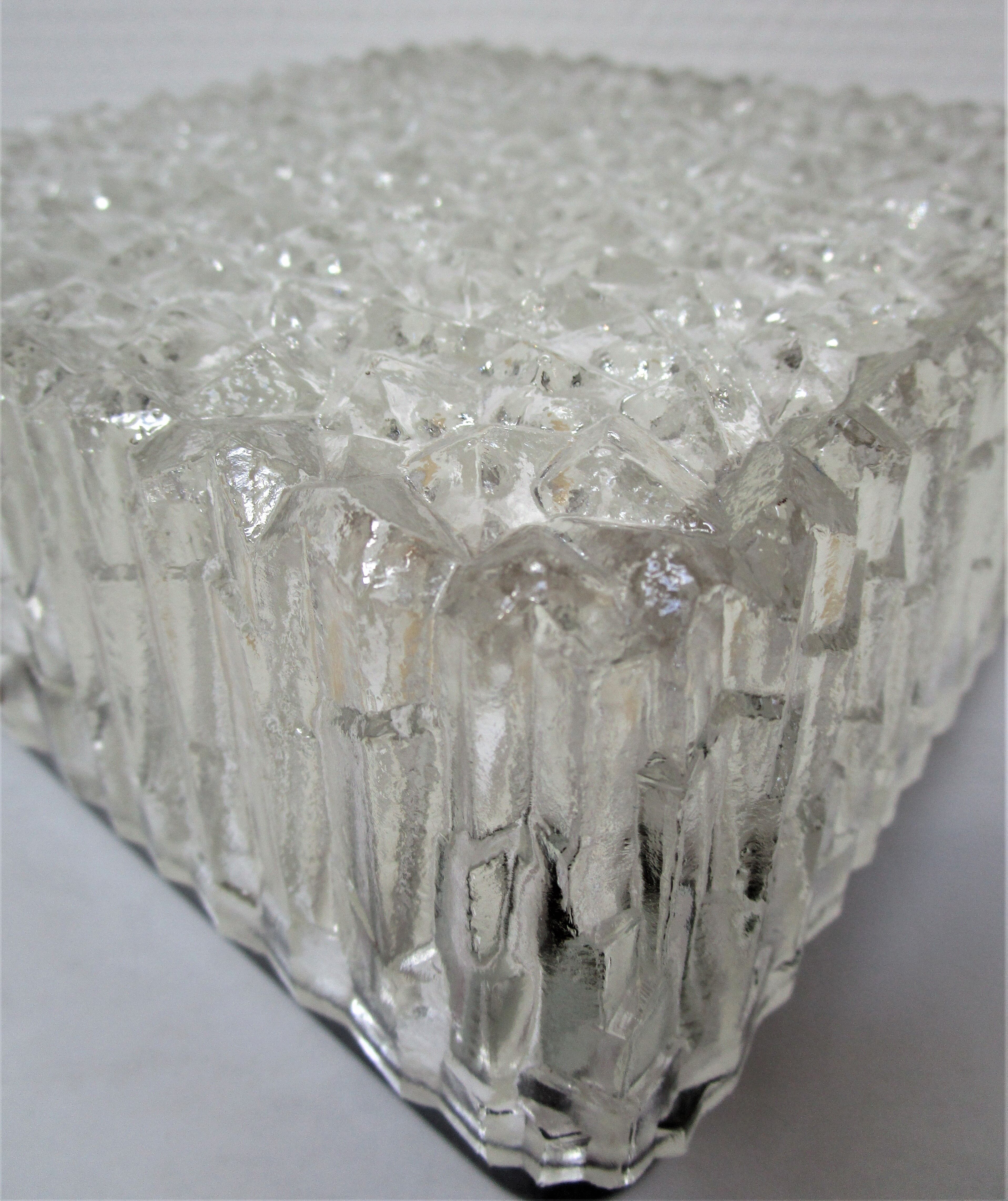 Holophane brand square wall light in moulded thick glass
