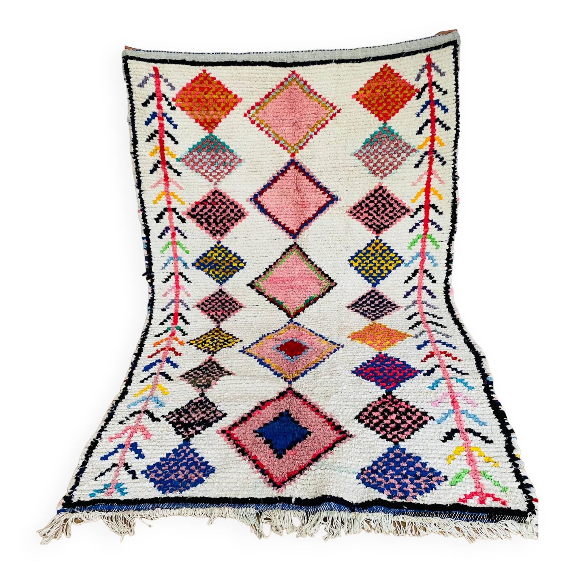 Berber carpet Boucherouite diamonds 138x230