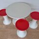 Midcentury Set of Three Tulip Stools and Coffee Table, Space Age, Germany, 1970s
