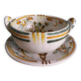 Lunch bowl and saucer Keraluc Quimper signed