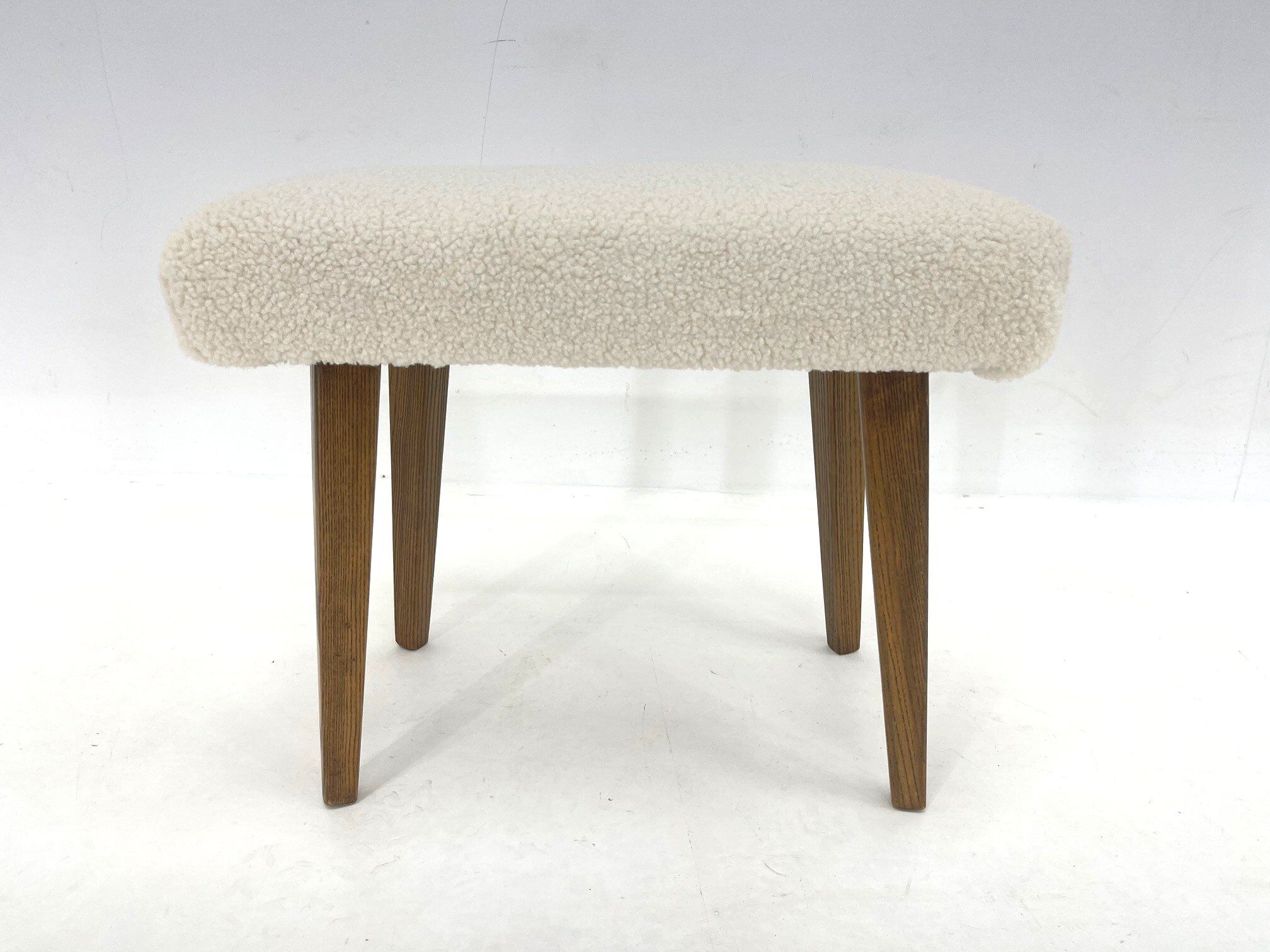 Mid-century Stool in Sheep Skin Fabric, 1970's