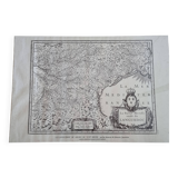 Antique engraving of the map of the southern part of Languedoc France from the