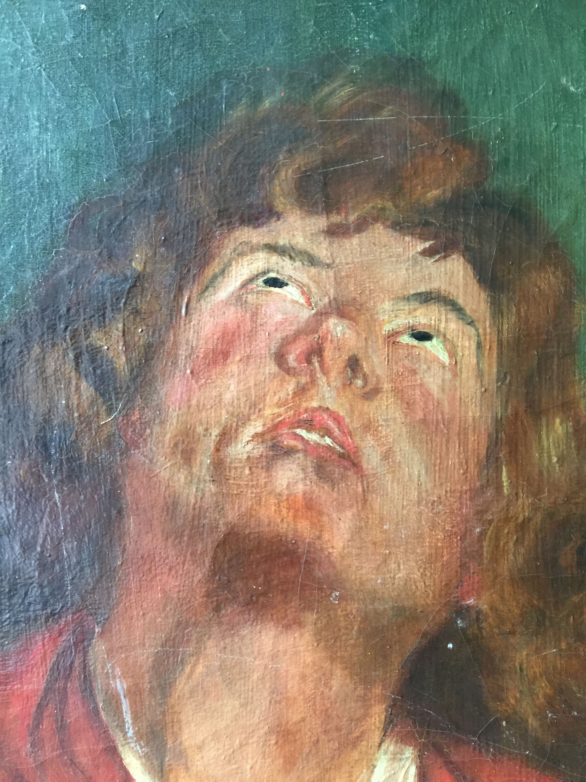 "portrait of man" oil on canvas signed mantovani 1918