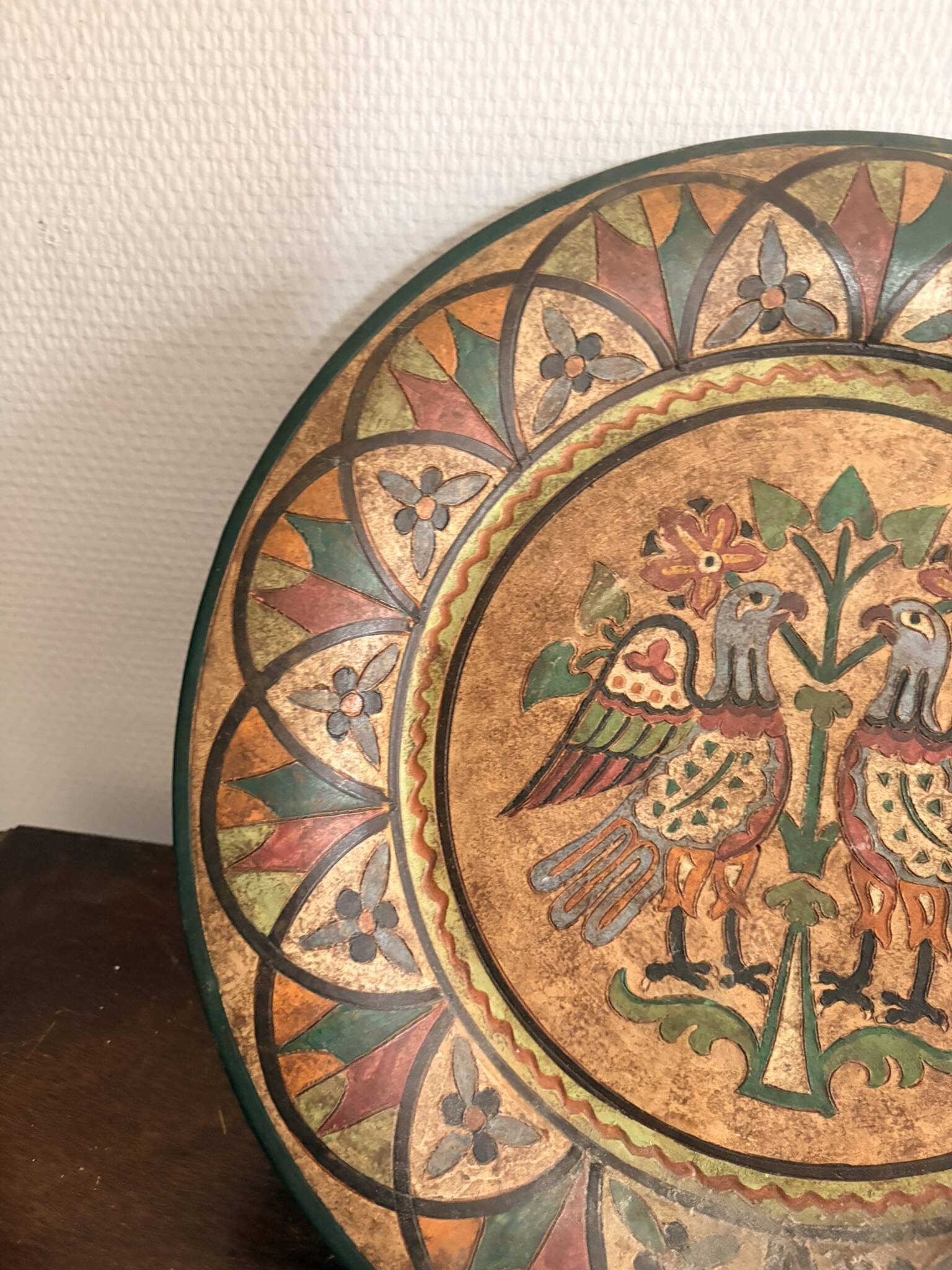 Old Wall Plate Montopoli Arno Italy 1930 Bird Majolica Tuscany