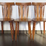Set of 3 70s pine chalet style chairs