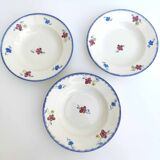 Set of 3 hollow plates in earthenware model Mary-Lou Digoin Sarreguemines