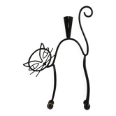 Support de bougie en métal peint noir en forme de chat par Gunnar Ander pour Ystad-Metall, Suède, années 1950-60.