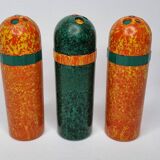 Set of three vintage Bakelite salt shakers, BEF British Made, 12.5 cm