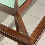 1950s Italian Wooden Table with Double Glass Top