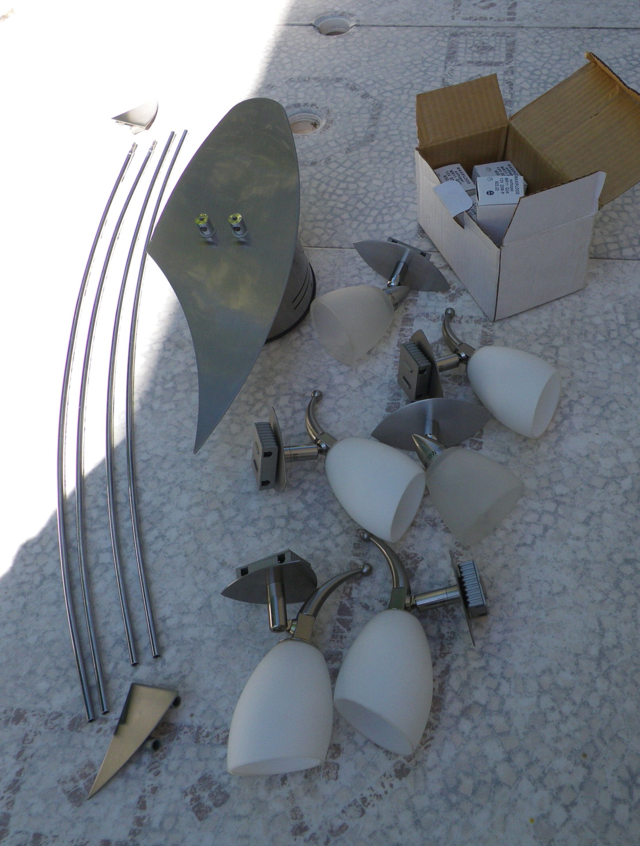 "Paulmann" 1m40 design hanging 6 lights anodized aluminium - 70s