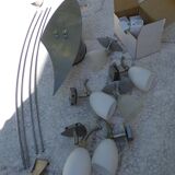 "Paulmann" 1m40 design hanging 6 lights anodized aluminium - 70s